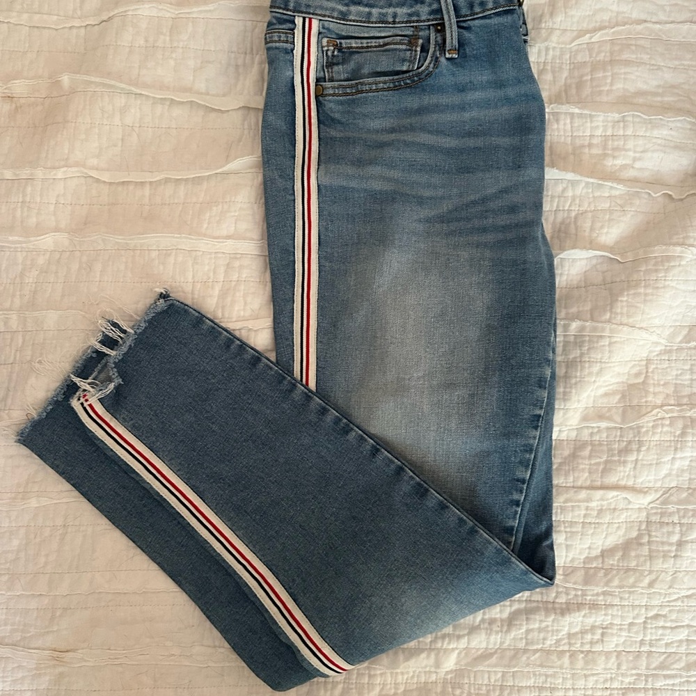 Driftwood Blue Denim Jeans with stripe down leg
